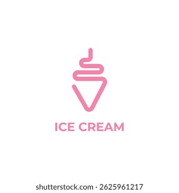 Ice cream scoop logo design cartoon line style