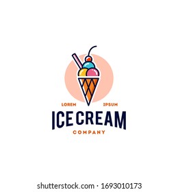 ice cream scoop logo icon in trendy cartoon line style 