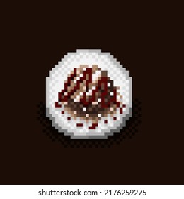 Ice cream scoop menu pixel art. Vector illustration.