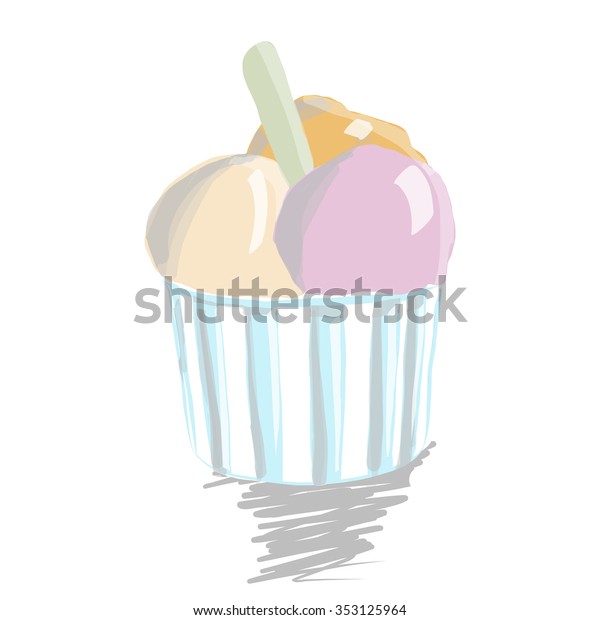 Ice Cream Scoop Paper Cup On Stock Vector Royalty Free 353125964