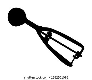 Ice cream scoop silhouette, claw vector illustration isolated. Ice cream scooped out of container. Summer tasty sweet meal.