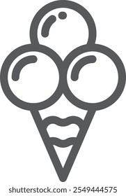 Ice cream scoop in waffle cone line icon