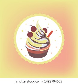 Ice cream scoops in bowl - Illustration