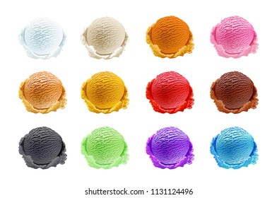 Ice cream scoops collection on white background vector art