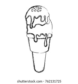 ice cream scoops cone  vector illustration