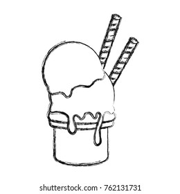 ice cream scoops cone  vector illustration