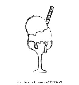 ice cream scoops in glass   vector illustration