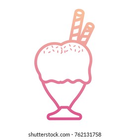 ice cream scoops in glass  with wafer roll   vector illustration