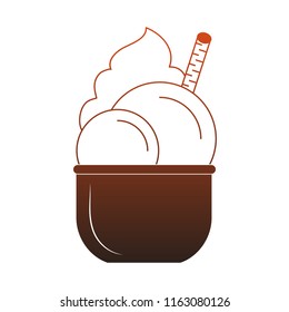 Ice cream scoops on cup red lines