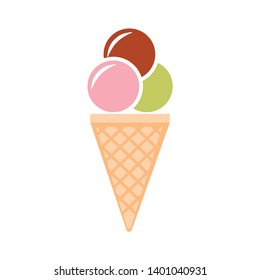 Ice cream scoops vector icon. filled flat sign for mobile concept and web design. Cone ice cream balls glyph icon. Ice Cream sign icon. Sweet symbol.