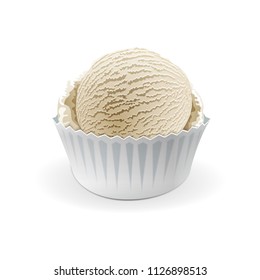 ice cream scoops in white cups of vanilla flavours isolated on white background vector art