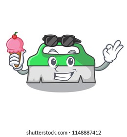 With ice cream scrub brush character cartoon