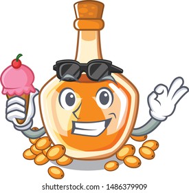 With ice cream sea buckthorn oil isolated on mascot