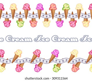 Ice cream seamless background in the form of ribbons, vector illustration