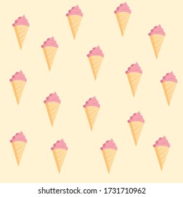 Ice cream seamless background  pattern vector over the cream color background