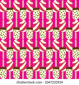 Ice cream seamless background. Retro vector pattern. Tasty colorful summer desert - popsicle, flavored ice or fruit ice lolly. Design for wallpaper, wrapping, fabric, background, apparel, prints