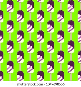 Ice cream seamless background. Retro vector pattern. Tasty colorful summer desert - popsicle, flavored ice or fruit ice lolly. Design for wallpaper, wrapping, fabric, background, apparel, prints