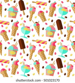 Ice cream seamless cute vector pattern