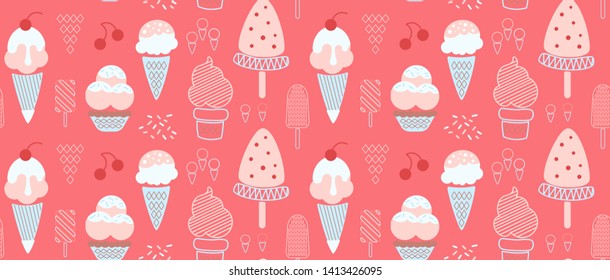 Ice cream seamless decorative pattern design