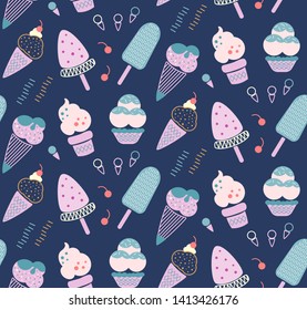 Ice cream seamless decorative pattern design