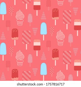 Ice cream seamless decorative pattern design . Decorative fabric and wrapping series.