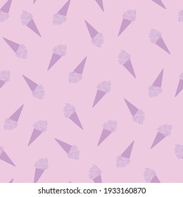 Ice cream seamless doodle pattern. Sweets on a pink background. Ice cream line vector. Design for confectionery, packaging, menu.