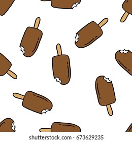 ice cream seamless doodle pattern