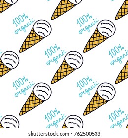 ice cream seamless doodle pattern