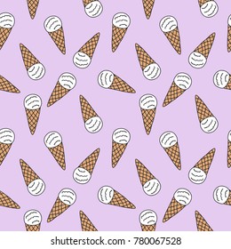 ice cream seamless doodle pattern