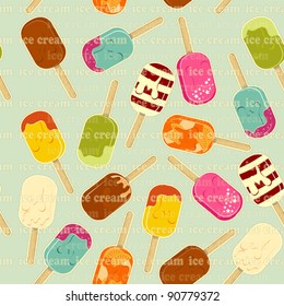 ice cream seamless on blue background