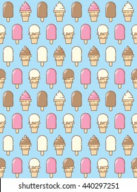 Ice cream seamless pattern.