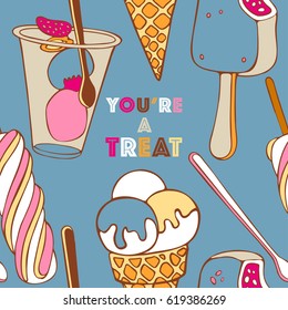 Ice cream seamless pattern