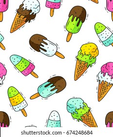 Ice cream seamless pattern
