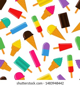 Ice Cream Seamless Pattern Background Vector Design