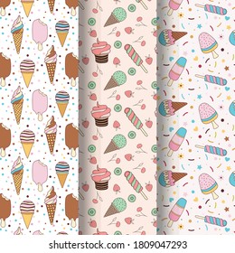 Ice cream seamless pattern. Ice cream background.