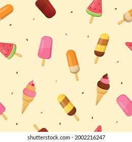 Ice cream seamless pattern background vector illustration