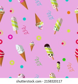 Ice cream seamless pattern background