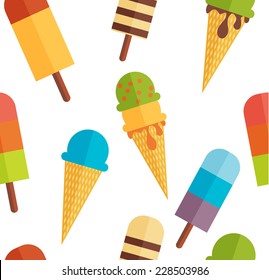 Ice Cream Seamless Pattern Background. Vector Illustration