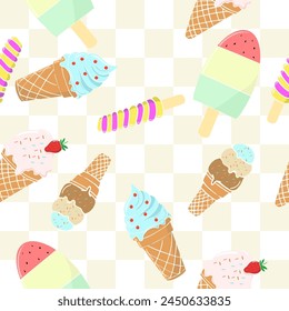 ice cream seamless pattern background, summer theme