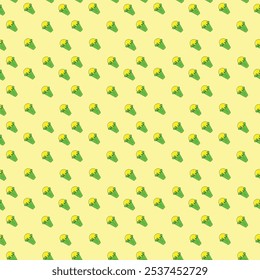 Ice cream seamless pattern background. Melted yelow ice cream with green cone pattern wallpaper