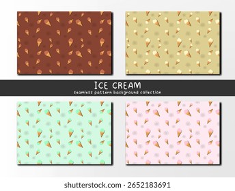 An ice cream seamless pattern background collection with ice cream cones colors playful design, This vector drawing tools and software, not generated by AI