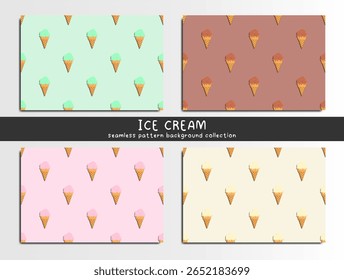 An ice cream seamless pattern background collection with pastel color cones creating playful and sweet design for summer decoration, This vector drawing tools and software, not generated by AI