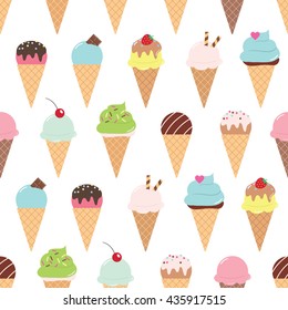 Ice cream seamless pattern background.