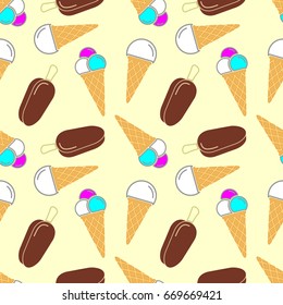 Ice cream seamless pattern background
