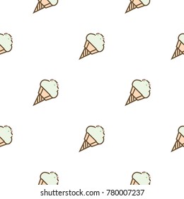 Ice cream seamless pattern background cartoon dessert vector illustration sweet snack cone frozen. Doodle ice cream pattern