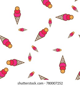 Ice cream seamless pattern background cartoon dessert vector illustration sweet snack cone frozen. Doodle ice cream pattern
