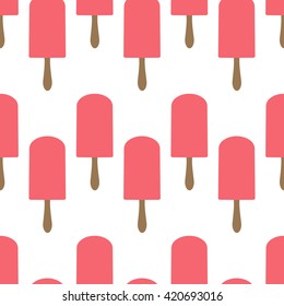 Ice cream seamless pattern. Bitten popsicle. Vector.