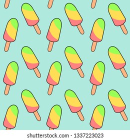 ice cream seamless pattern with blue background