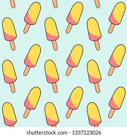 ice cream seamless pattern with blue background