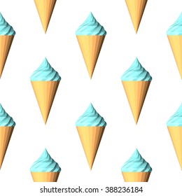 Ice cream seamless pattern. Blue ice cream. Polygonal ice cream. Ice cream vector illustration.